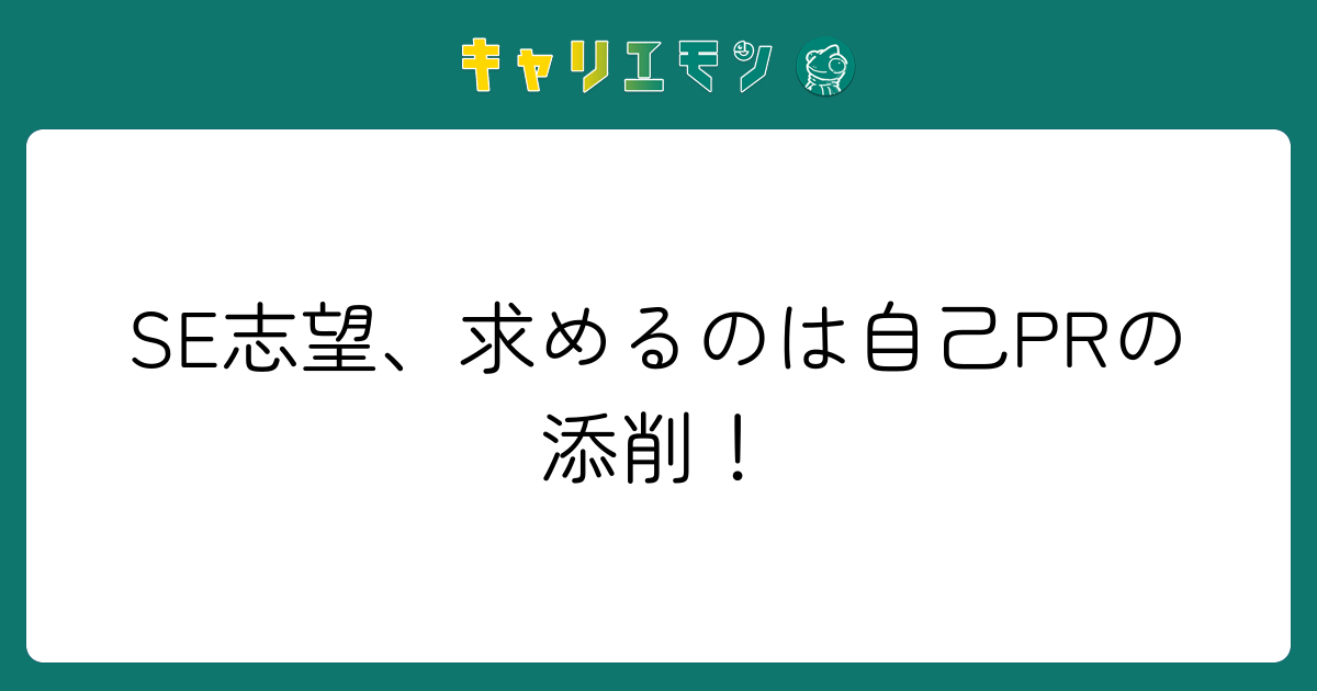 SE志望、求めるのは自己PRの添削！