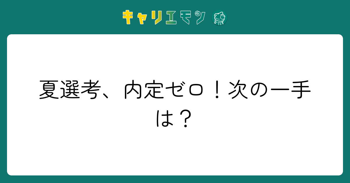夏選考、内定ゼロ！次の一手は？