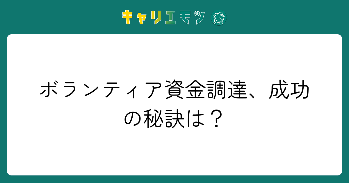 ボランティア資金調達、成功の秘訣は？