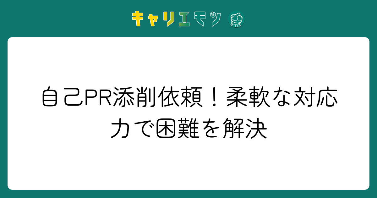 自己PR添削依頼！柔軟な対応力で困難を解決