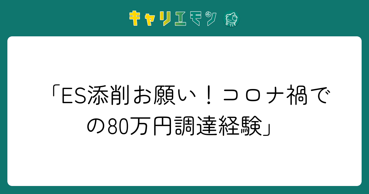 「ES添削お願い！コロナ禍での80万円調達経験」