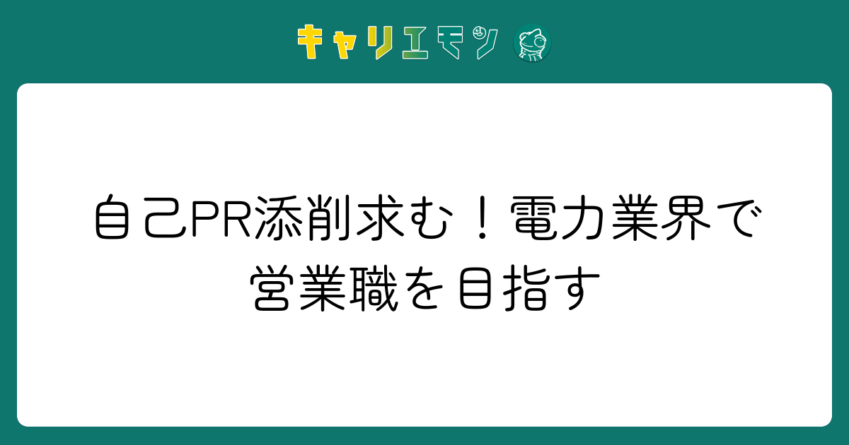 自己PR添削求む！電力業界で営業職を目指す