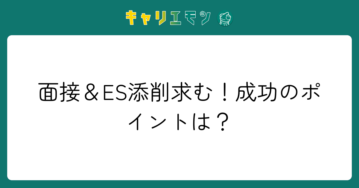 面接＆ES添削求む！成功のポイントは？
