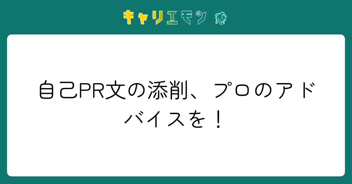 自己PR文の添削、プロのアドバイスを！