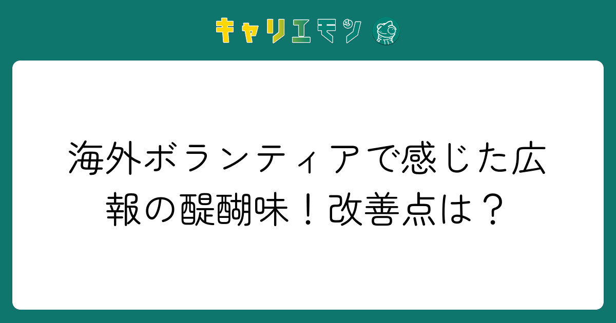 海外ボランティアで感じた広報の醍醐味！改善点は？