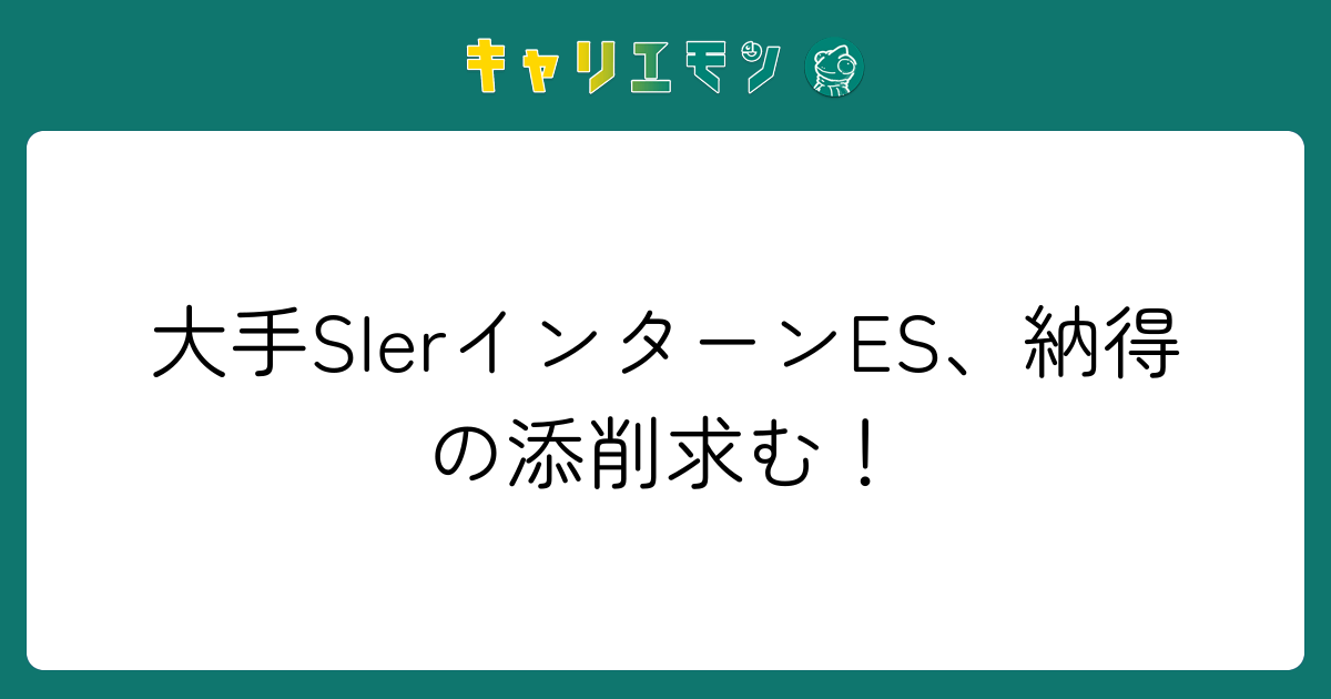 大手SIerインターンES、納得の添削求む！
