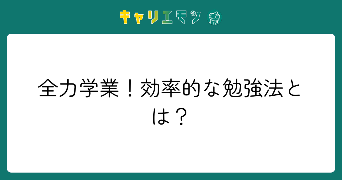 全力学業！効率的な勉強法とは？