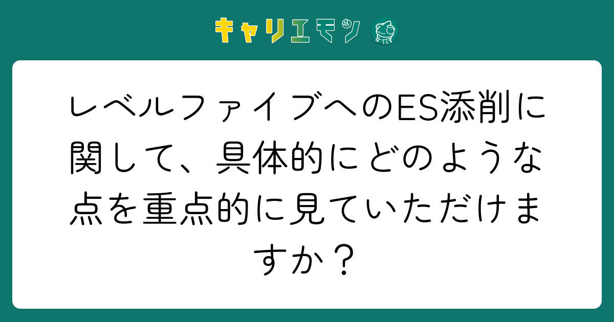 レベルファイブへのES添削に関して、具体的にどのような点を重点的に見ていただけますか？