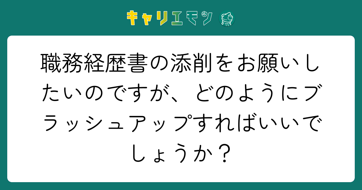 職務経歴書の添削をお願いしたいのですが、どのようにブラッシュアップすればいいでしょうか？