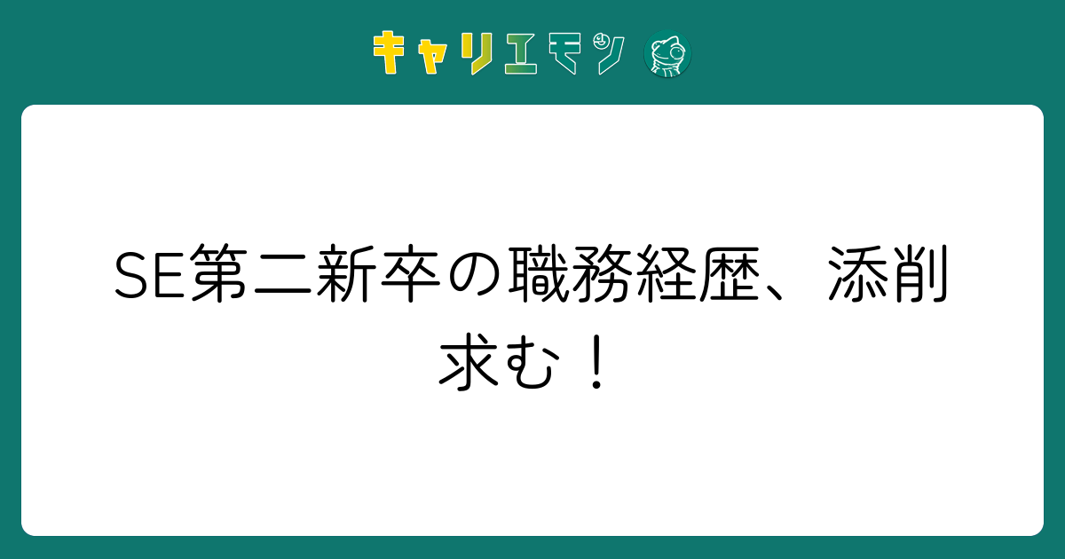 SE第二新卒の職務経歴、添削求む！
