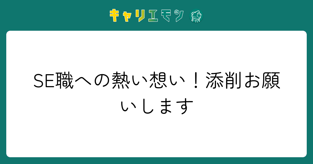 SE職への熱い想い！添削お願いします