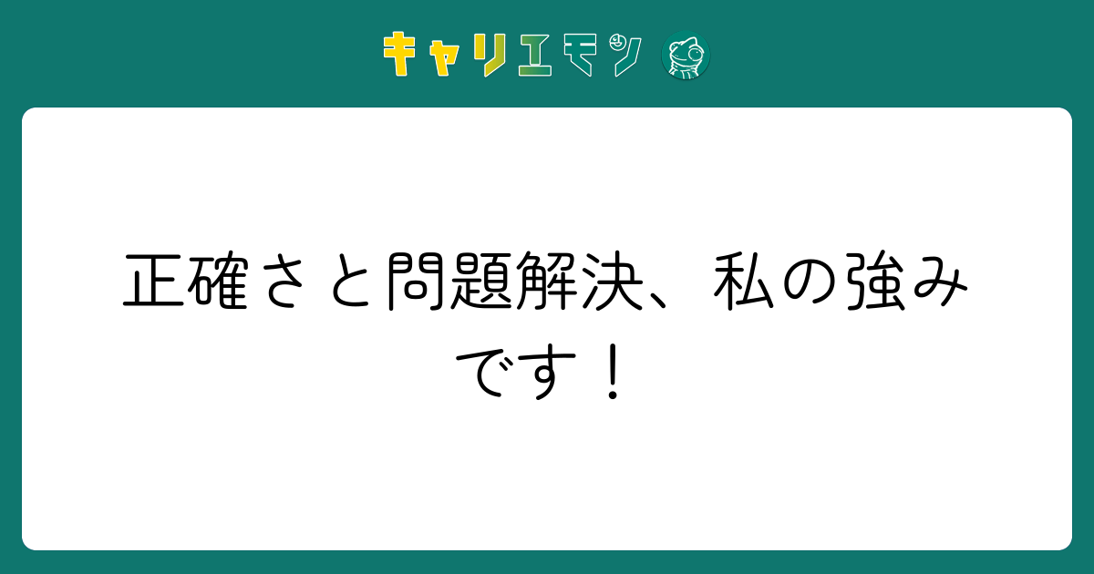 正確さと問題解決、私の強みです！